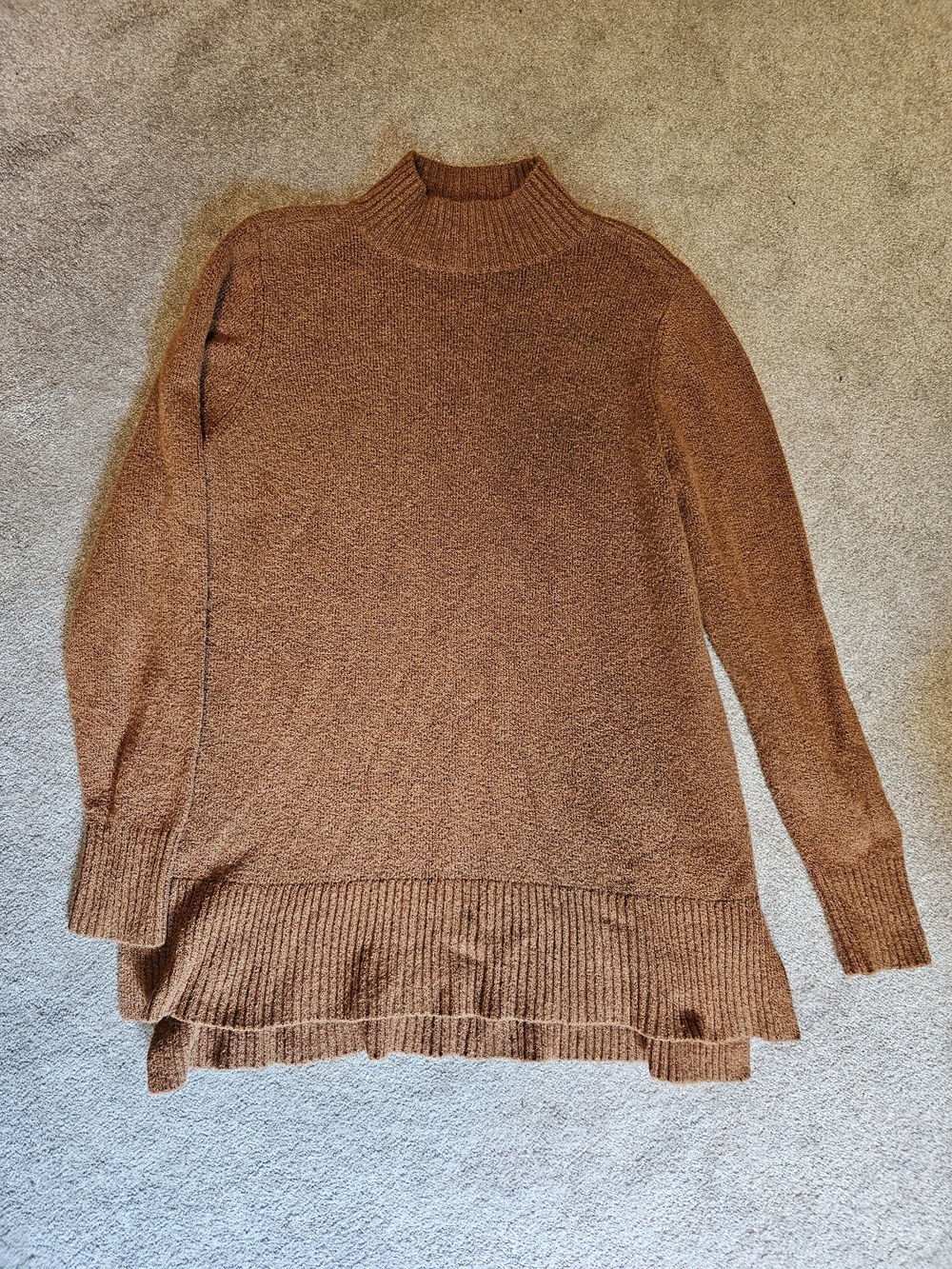 LOFT Rust Burnt Orange Mock Neck Longline Sweater